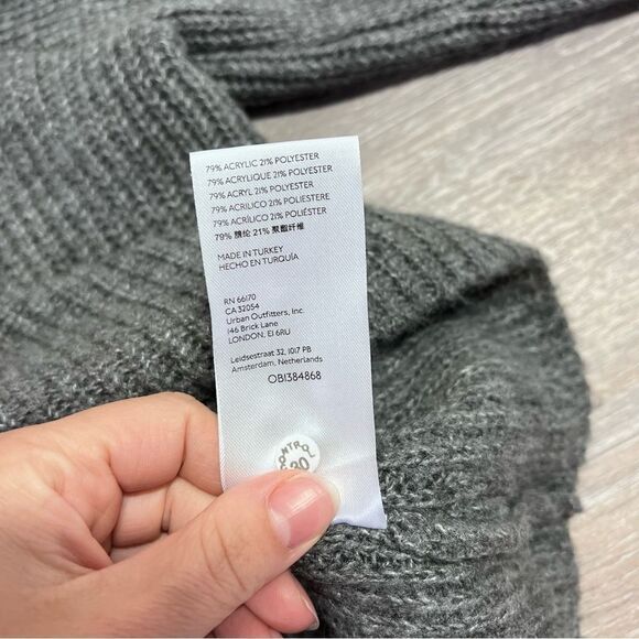 Anthropologie daily practice gray ruffled knit sweater women’s size‎ L - Picture 5 of 8